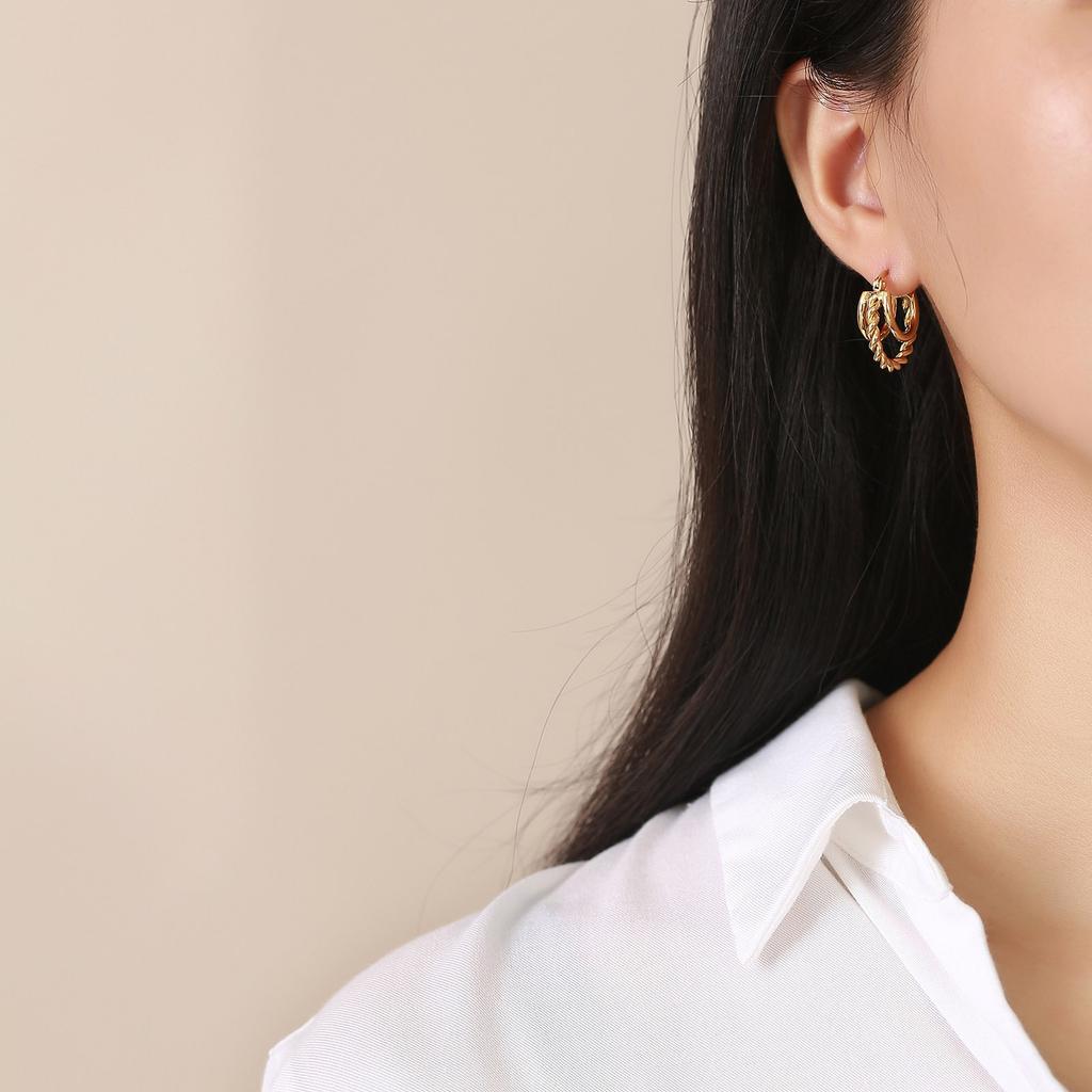 Stainless Steel Earrings, Twist Earrings, Gold C-shaped Earrings, Simple and Fashionable Women's Jewelry