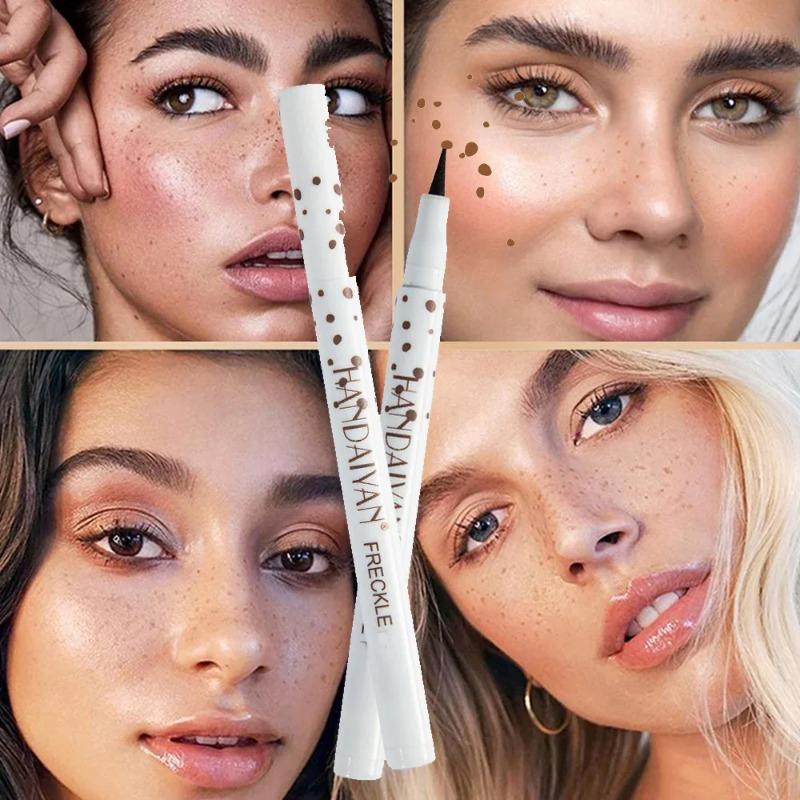 2-in-1 Natürlicher Simulations- Sommersprossen-Stempelstift Wasserdicht Langanhaltend Brauner Eyeliner Punkt Fleck Stift Gesicht Falsche Sommersprossen Eyeliner Stift Make-up