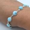 Natürlicher Larimar-Edelstein, handgefertigtes Armband, 925er Sterlingsilber, Damenschmuck, 19,1 cm