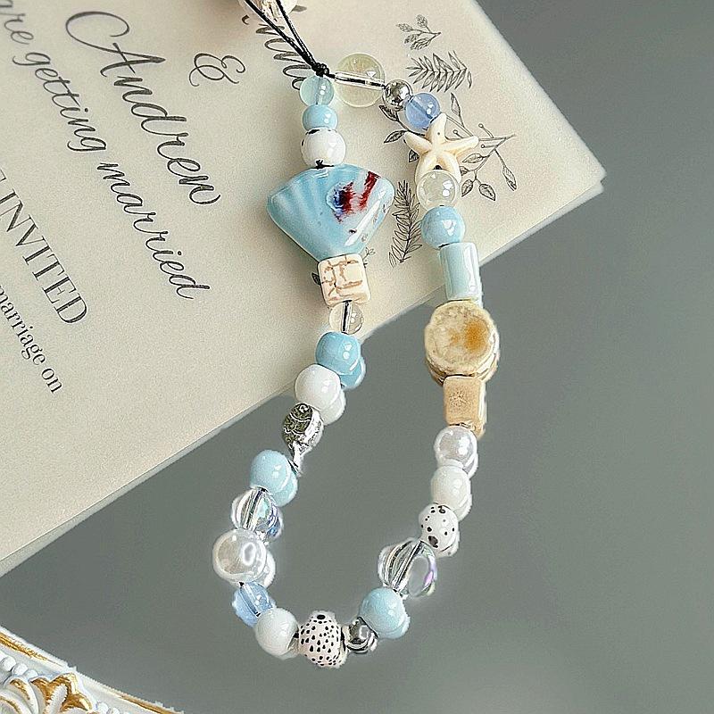 Handgefertigte Seestern-Muschel Handyhülle Lanyard & Armband mit niedlicher Kamera-Kette für Frauen