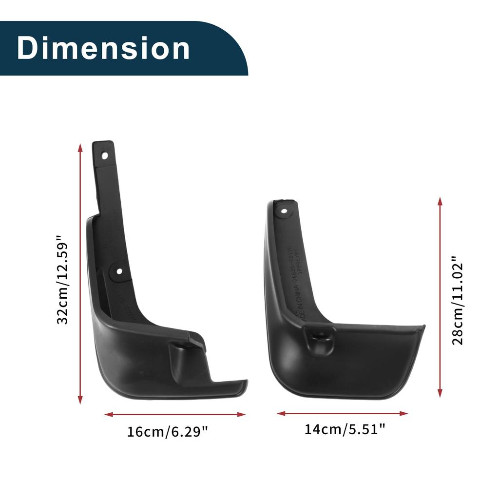 TUCKBOLD Front and Rear Mud Flaps with Mounts for Toyota Ractis 2012-2018