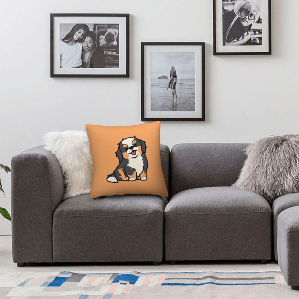 Cute Bernese Mountain Dog Puppy Square Pillowcase Cushion Cover Pillow Case Throw Pillow Cover for Home Bedroom Car