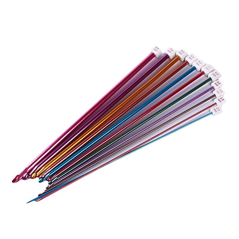 Practical 11 Size Tunisian Afghan Crochet Hooks Multicolor Aluminum Knitting Needles Hook Multicolour  2 - 8 Mm HOT