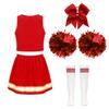 Girls Cheerleading Outfit Sleeveless V Neck Letter Print Crop Top Elastic Waist Skirt Bowknot Headwear Hand Flowers Socks