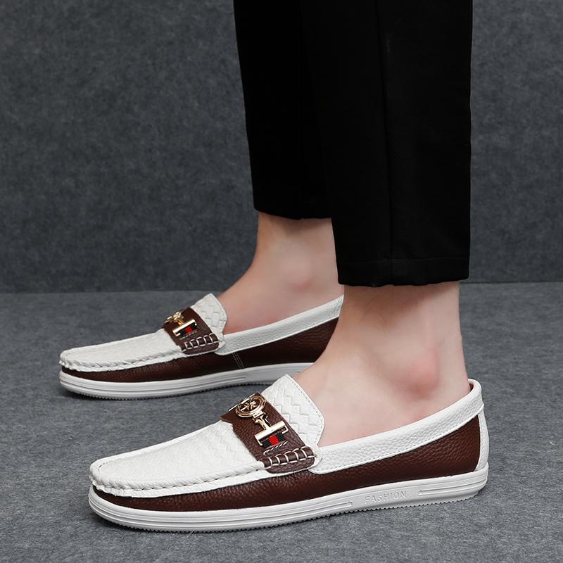 Męskie mokasyny buty do jazdy białe biznesowe biurowe płaskie casualowe wsuwane buty w dużych rozmiarach dla mężczyzn