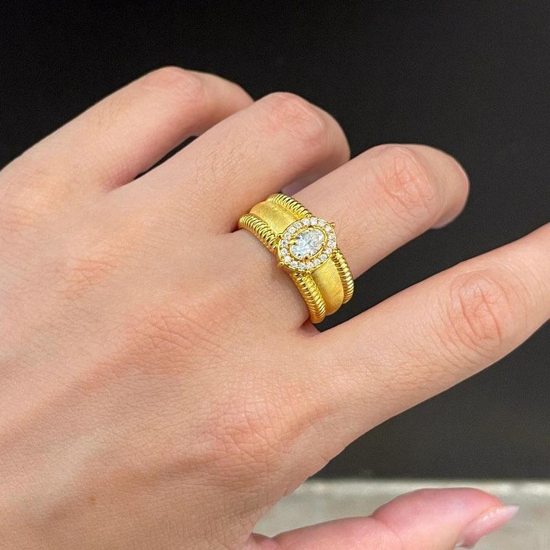 925 Sterlingsilber Unregelmäßiger Edelstein Damen Luxus Zeigefingerring - Nicht Verblassend, Verstellbar, Leichtes Nischendesign.