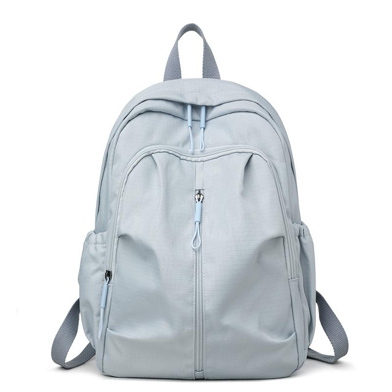 Solid Color Travel Backpack Water-Repellent Large Capacity Schoolbag for Middle School Students