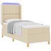 Boxspring Bed with LED Light Strips Cream 80 X 200 Cm Fabric