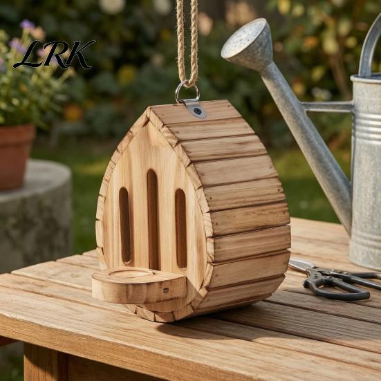 Butterfly Habitat Wooden House And Feeder, Outside Hanging Shelter, Wood Feeder Teardrop Shaped for Garden Decoration Pollinator