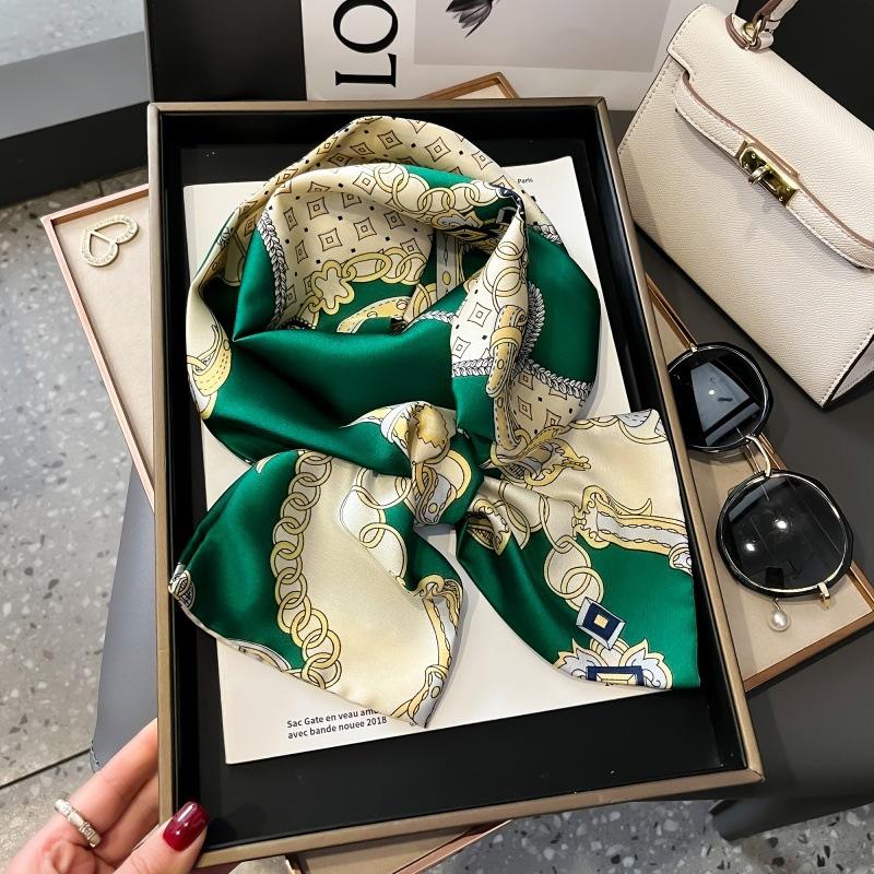 Satin high-end tied hair long silk scarf headband elegant and simple versatile hair band headband streamer hair accessories women's tied bag