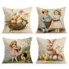 Easter Vintage Illustration Cushions Pillowcase Polyester Cushion Cover Throw Pillow Pillowcover Home Car Sofa Decor
