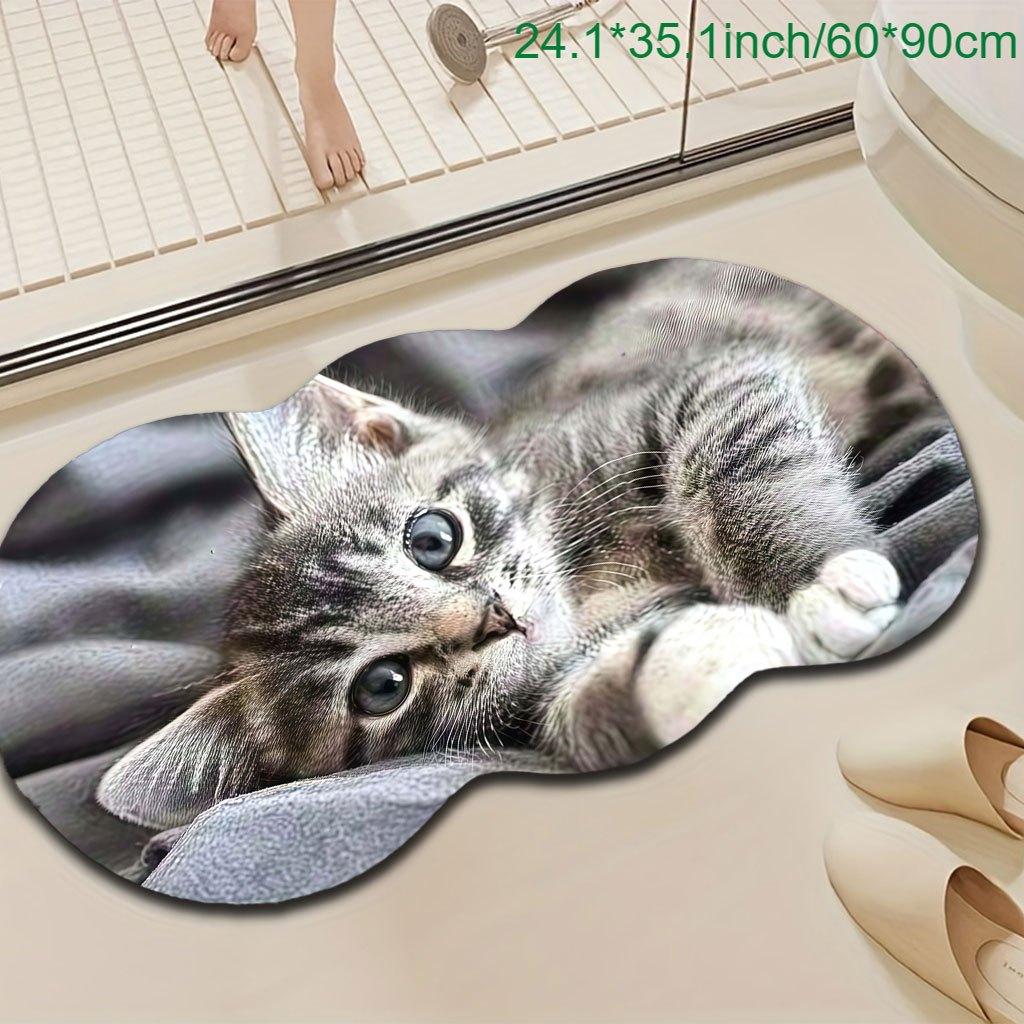 1pc Luxury Cute Cat Carpet, Durable Non-Slip Washable Indoor Rug For All Seasons, Halloween Thanksgiving Christmas Decor