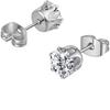 A Pair of 5mm 925  Silver Stud Earrings - Sparkling Moissanite Hexagonal Prong Earrings with Diamonds, Simple and Elegan