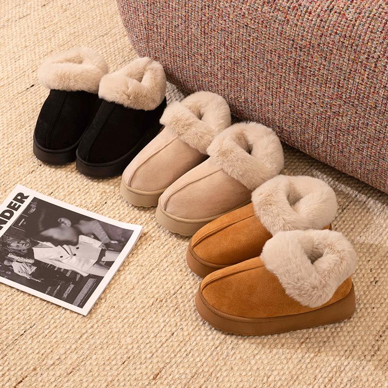 Cotton shoes women's autumn and winter new indoor home anti-skid heightening warm piled thickened all-inclusive cotton slippers