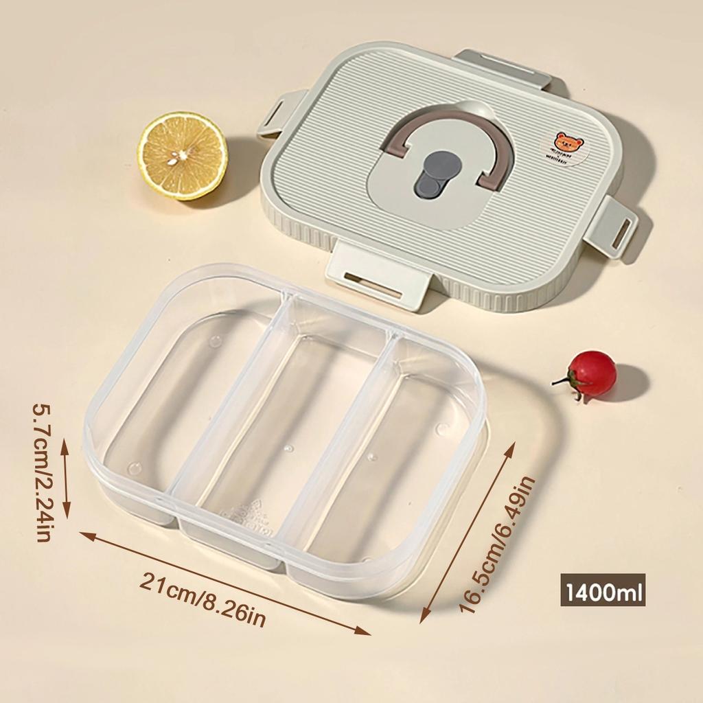 Large Capacity Plastic Bento Box With Compartment Microwave Heatable Divided Lunch Box For Kids Students Leak-proof Food Box