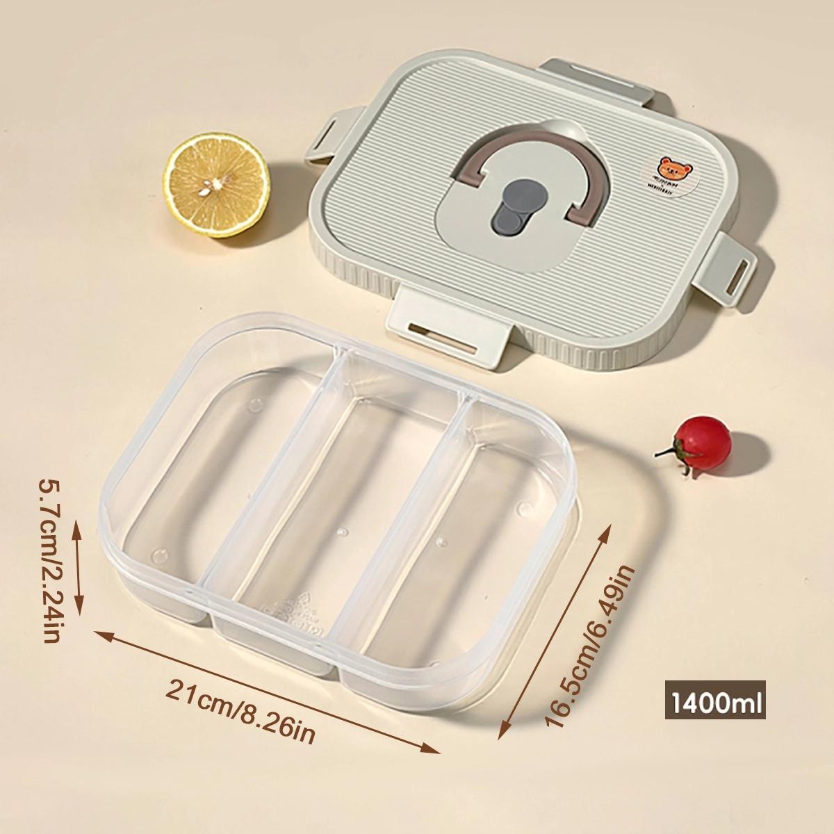 

Пластиковый контейнер для обеда с отделениями и ручкой, для микроволновой печи, кемпинга, пикника. Портативный, герметичный, для фруктового салата, еды. Для детей, студентов.