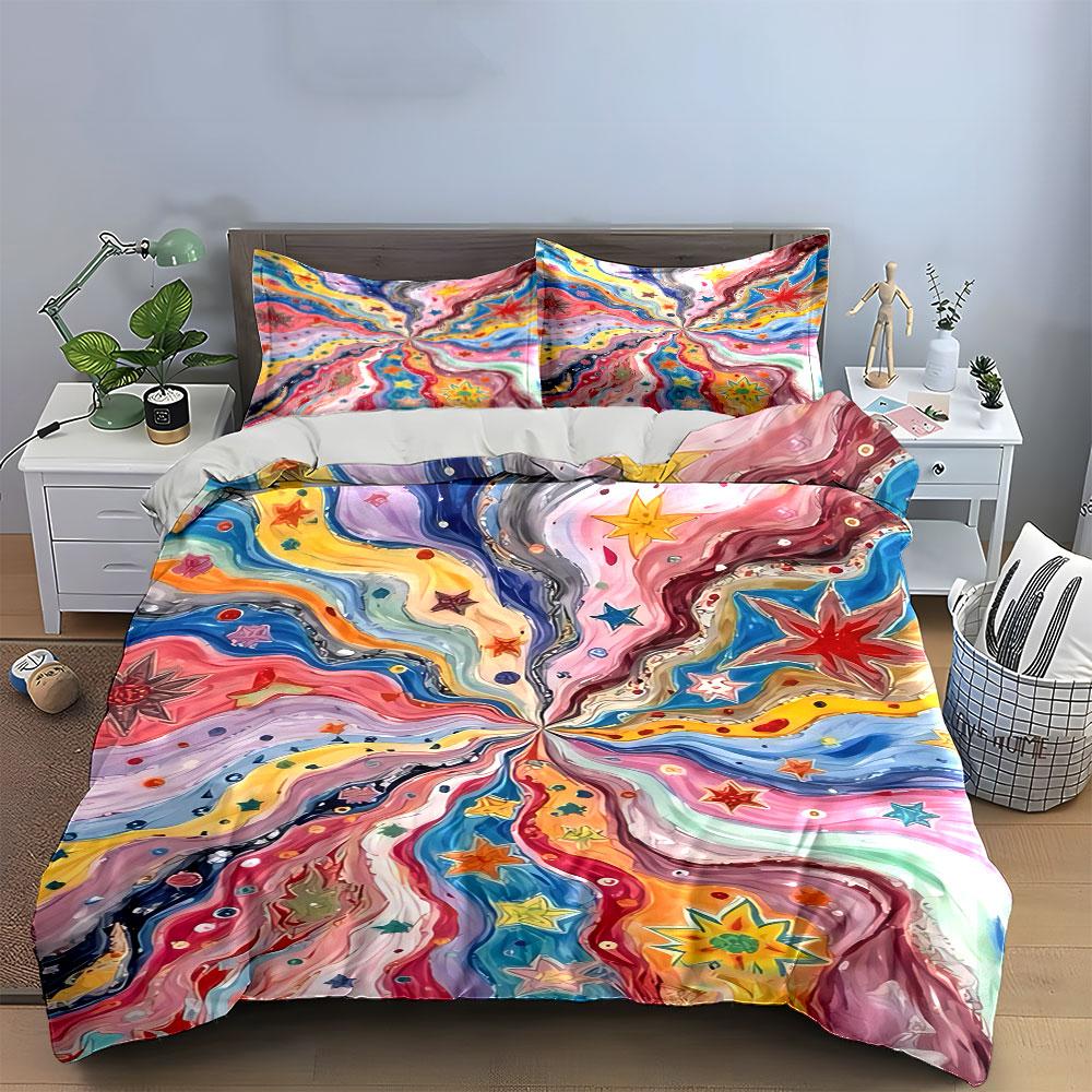 Colorful Swirling Stars. Bedding Sets Duvet Cover Sets Duvet Covers Pillowcases(1 * Duvet Cover 2 * Pillowcases, Without Duvet Insert)
