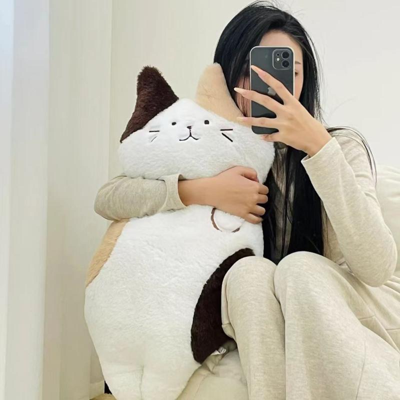 Kawaii Cat Plush Toy Soft Long Animal Pillow Big Fat Belly Cat Stuffed Nap Cushion Birthday Gift Doll Bedroom Living Room Decor