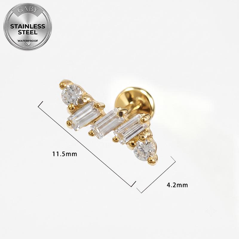 Euro Cross 316L Stainless Steel Leaf & Butterfly Ear Lip Stud