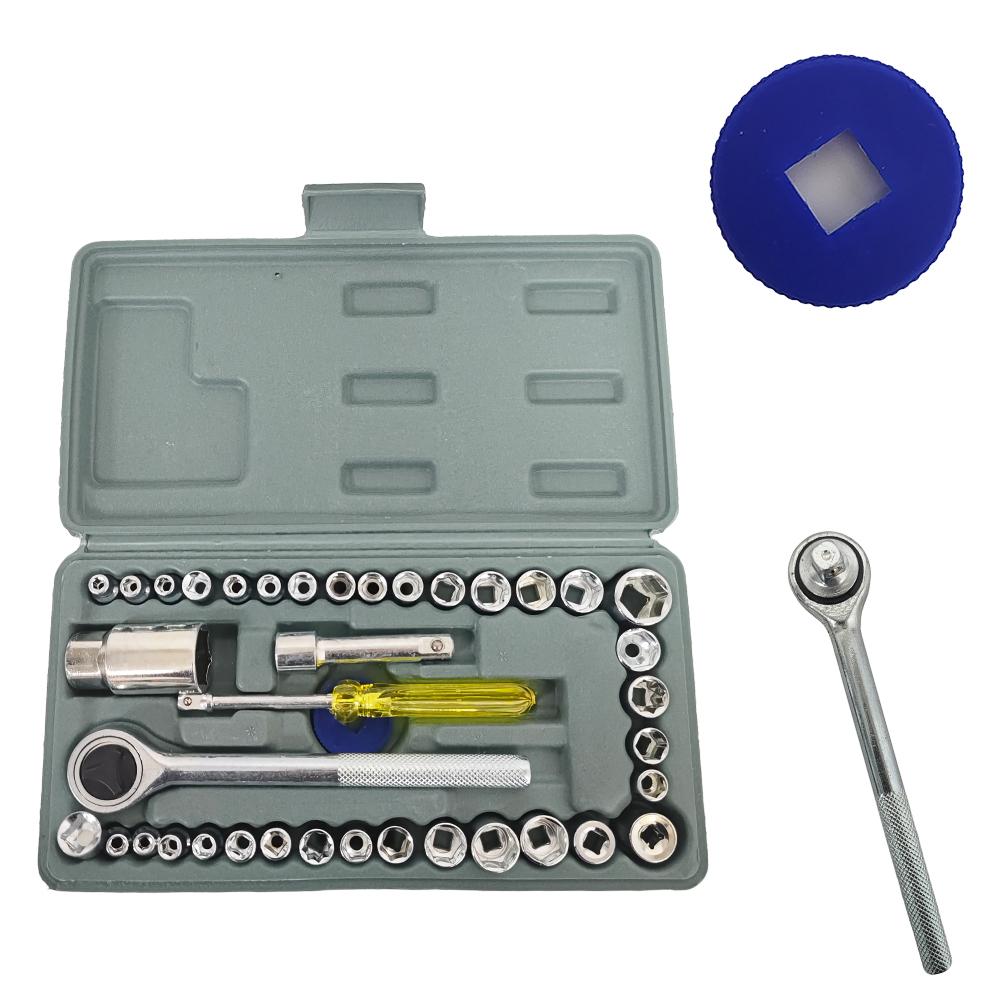 40pcs 3/8 Inch Hand Tools Box Wrench Spanner Socket Set With Ratchet