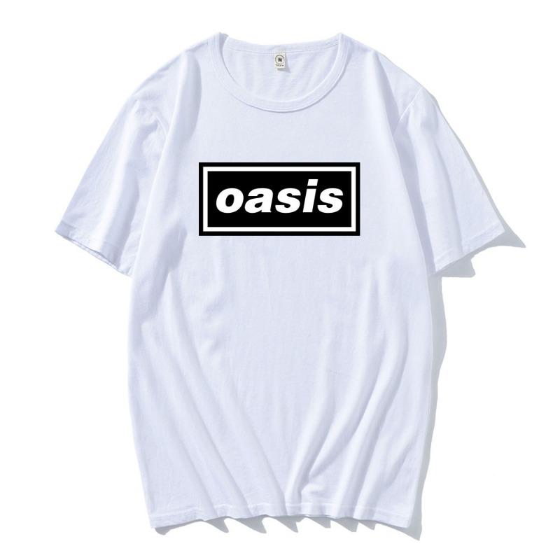 2025 Summer New Oasis Rock Band Vintage American Retro Men's T-shirt Pure Cotton Loose Men's and Women's Short Sleeve T-shirt