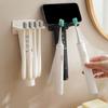 Toothbrush Holder Wall Mount Mobile Phone Shelf for Bathroom Organization Multipurpose Toothbrush Shelf Rack 4Slot