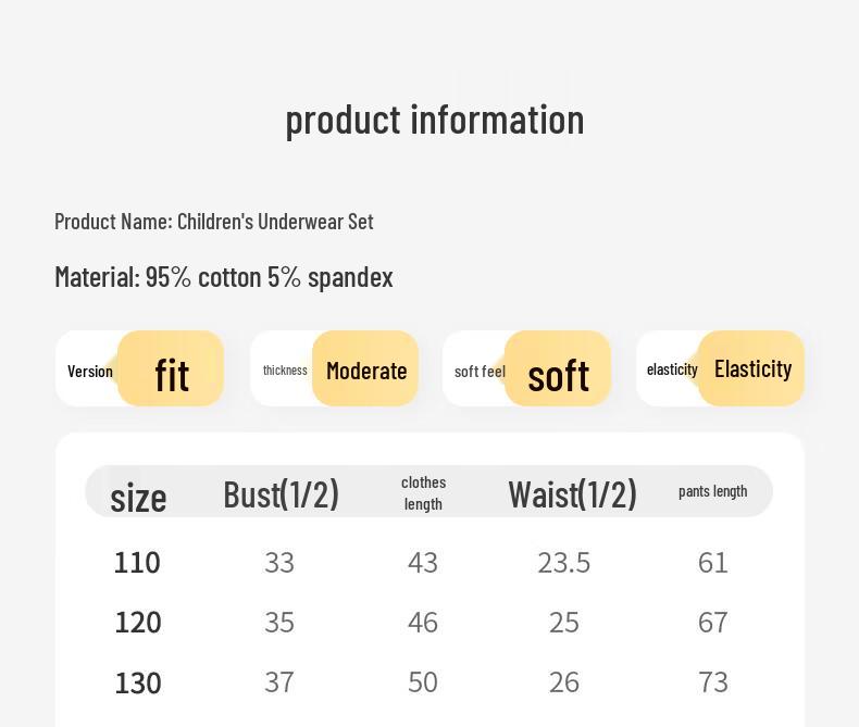 Yingbolun Kids' Pure Cotton Thermal Underwear Set