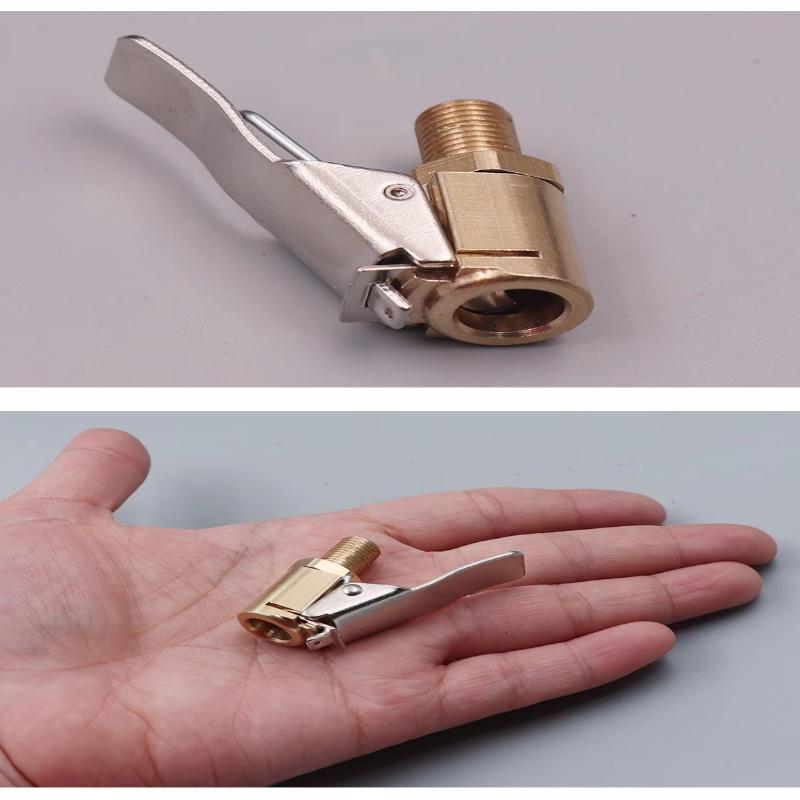 Brass Locking Nozzle Tire Air Chuck Clip Adapter - Automotive Grade For Efficient Inflation