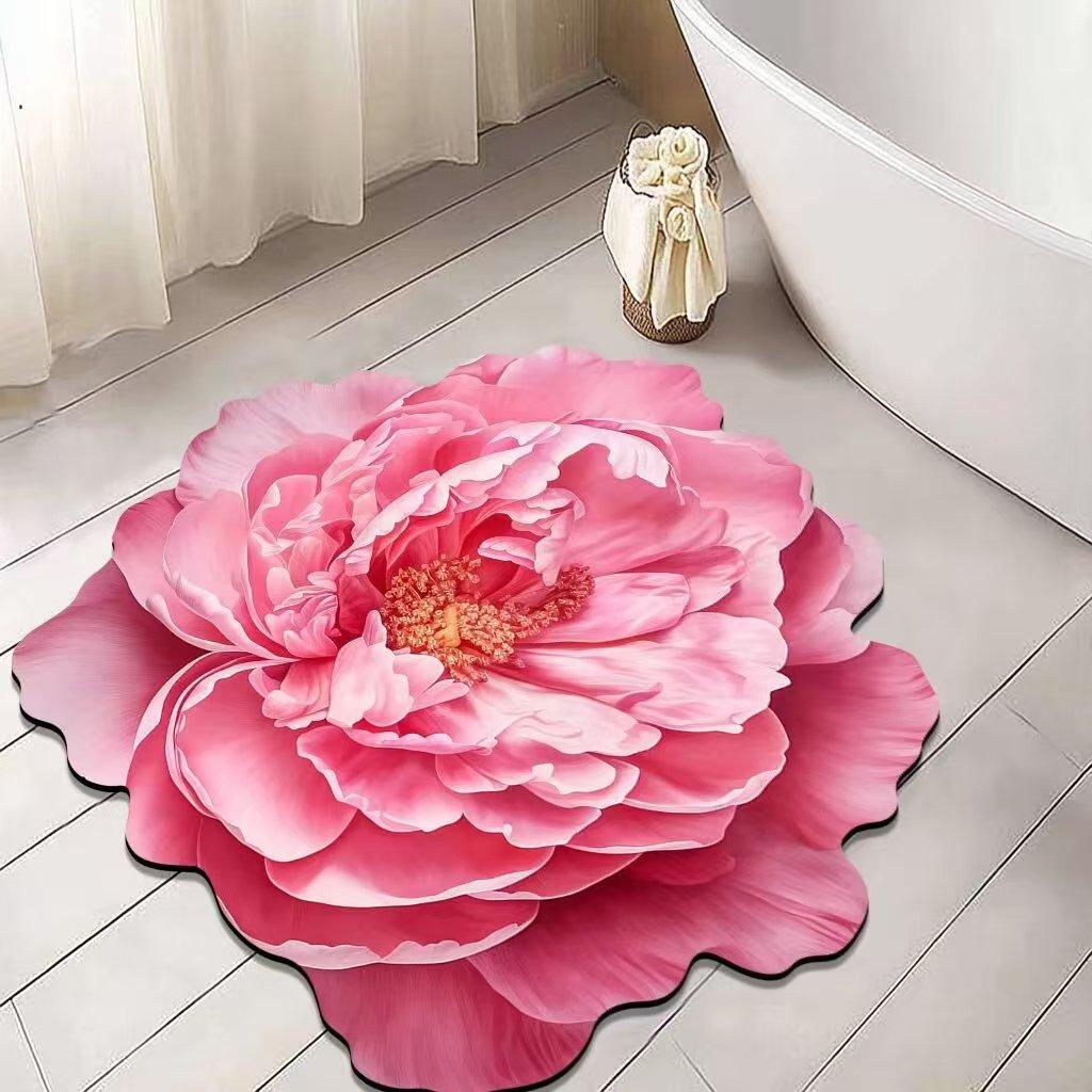 3D Creative Flower-Shaped Diatomite Mud Floor Mat for Bathrooms, Kitchens, and Entrances - Water-Absorbing, Anti-Slip, and Durable Foot Mat