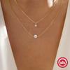Layered Pearl Zirconia Necklace Women Sterling O-Link Chain Minimalist Chic Fashion Jewelry