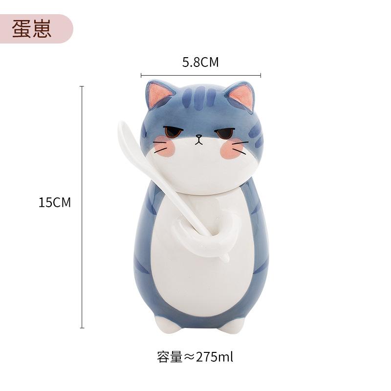 Japanese Style Cute Cat Ceramic Mug for Coffee Milk Breakfast Ins Aesthetic Cup 275ml