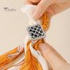 Scarf Ring Grid Square Ring, Rhinestone Silk Clip, Decorative Holder Slide Elegant Wrap for Women Neckerchiefs Shirts Shawls Buckle