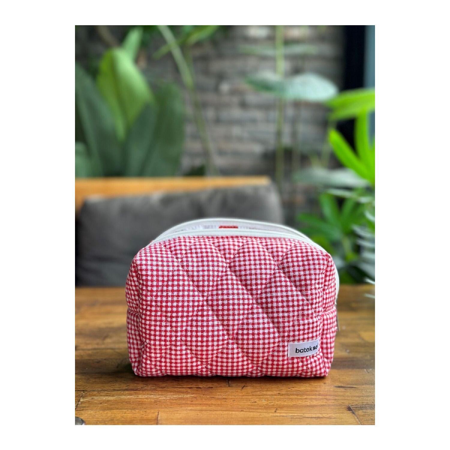 

Red Square Pattern Makeup Bag - Large Size червоний