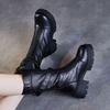 Women's Genuine Leather Knee-High Martin Boots, 2025 Autumn/Winter, British Style, Thick Sole, Plus Velvet.