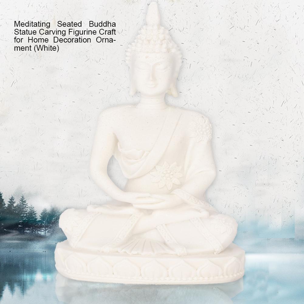 Meditating Seated Buddha Statue Carving Figurine Craft for Home Decoration Ornament (Gold)