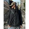 Unisex Retro Washed Black Hoodie: New Autumn Design, Loose Fit, Versatile Cardigan Outerwear.
