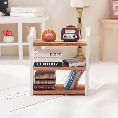 1:12 Scaffali per libreria in miniatura per casa delle bambole, a tre livelli, espositore per mobili, modelli, decorazioni, giocattoli, accessori per casa delle bambole