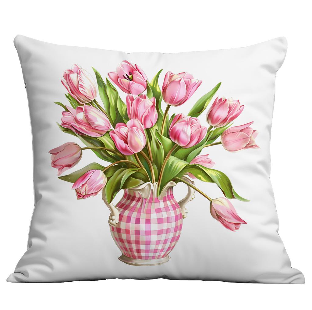 New Retro Pink Spring Farmhouse Pillowcase Home Living Room Sofa Cushion Pillowcase