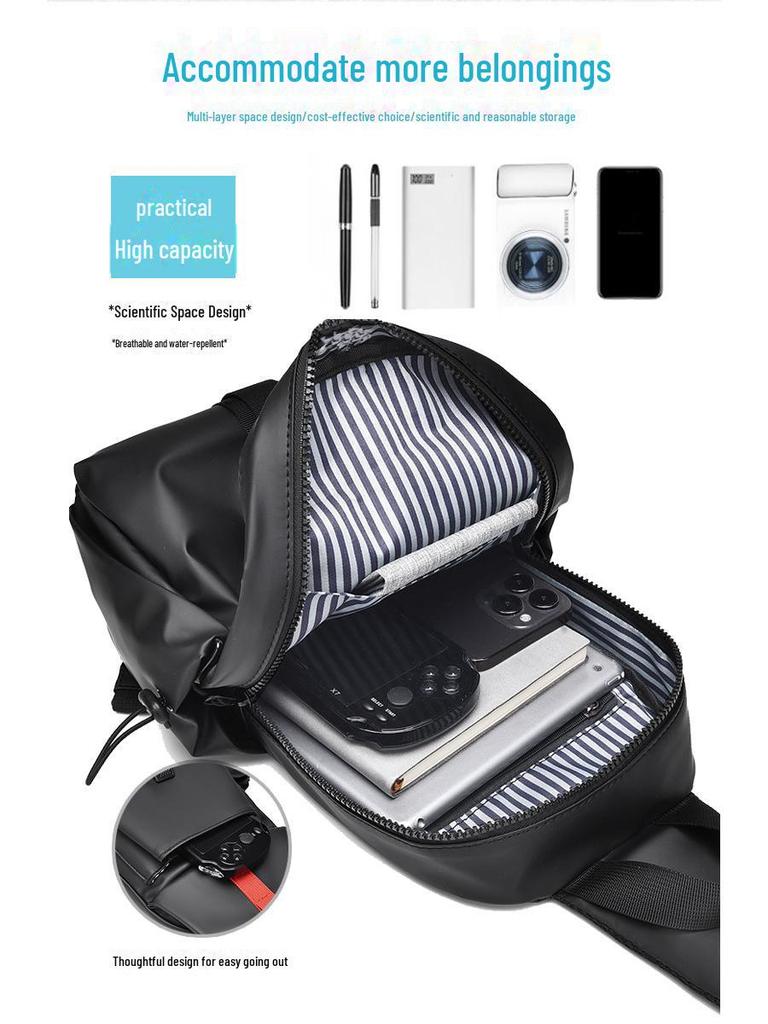Trendy Waterproof Men's Chest Bag for Commuting and Leisure Travel - Fashionable Unisex Shoulder Messenger Bag
