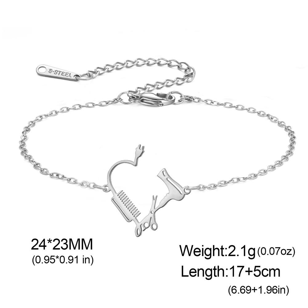 

My Shape Hairdresser Bracelets for Barber Scissors Comb Hair Dryer Adjustable Hand Chain Hairdressing Stainless Steel Jewelry 17-22cm