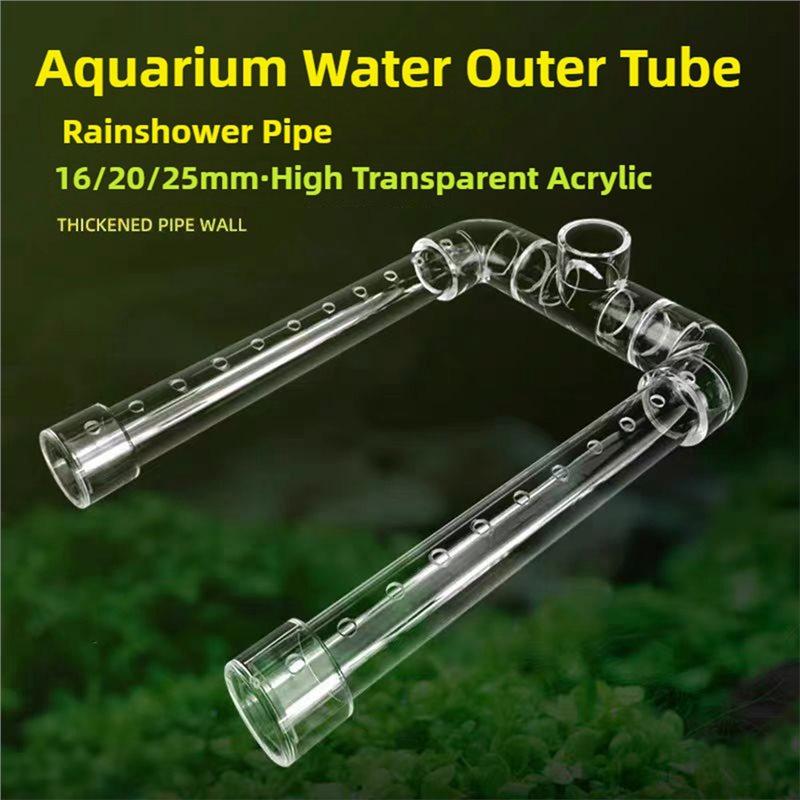 ABMH-Acrylic Outflow Pipe Double Rain Bar High Transparent Aquarium Filter Fish Tank Accessories Rain Shower Outlet Tube Accessr