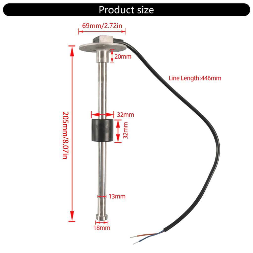 Universal Boat Fuel Sending Unit And Gauges Kit 200mm Stainless Steel Water Level Sensor Suitable For Car Truck Vehicle