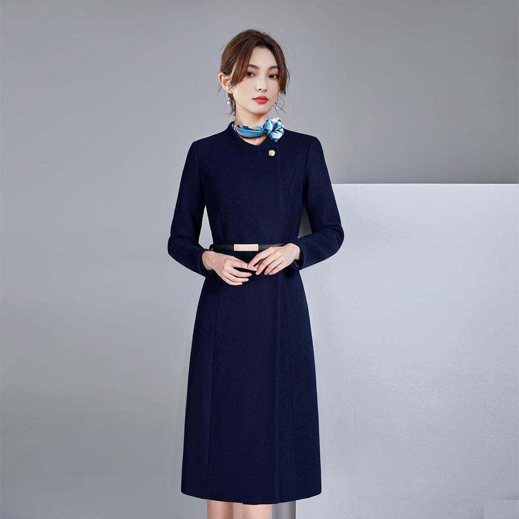 Women's Long Woolen Coat - Thick, Warm, and Professional Winter Wear