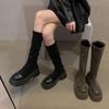 But Knee Boots Women's 2025 Autumn New Internet Celebrity Fashion Boots French Retro Thin Thick-soled Elastic Thin Boots