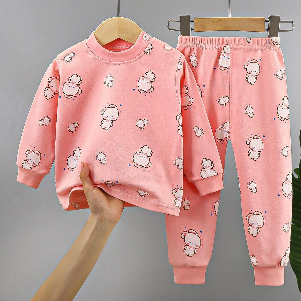 Cute Cartoon Design Pure Cotton Sleepwear Set for Boys and Girls - Long Sleeve Top and Pants for Autumn