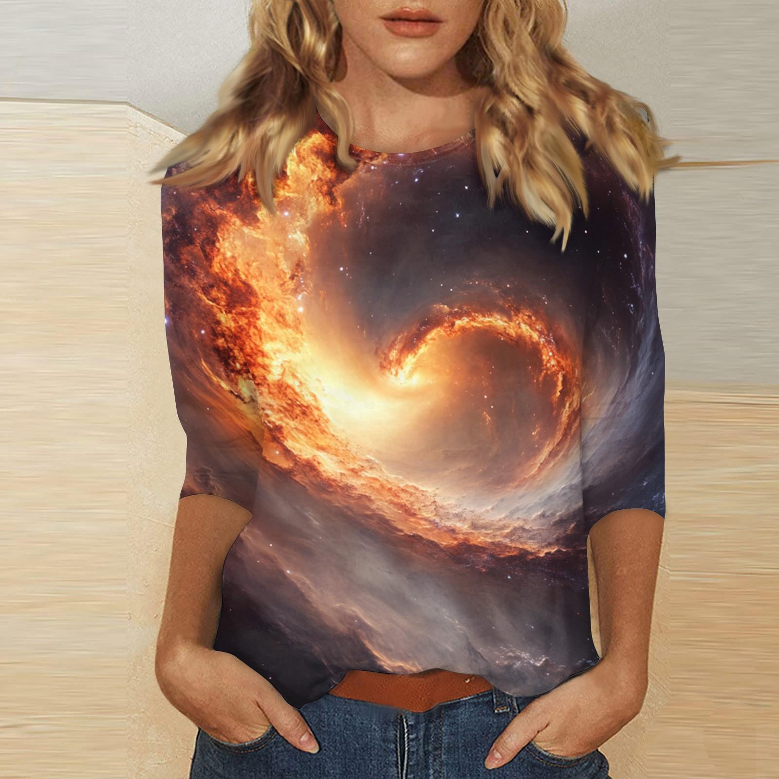 

Жіноча повсякденна вільна футболка на День Святого Валентина з круглим вирізом і рукавами три чверті XXXXXL помаранчевий