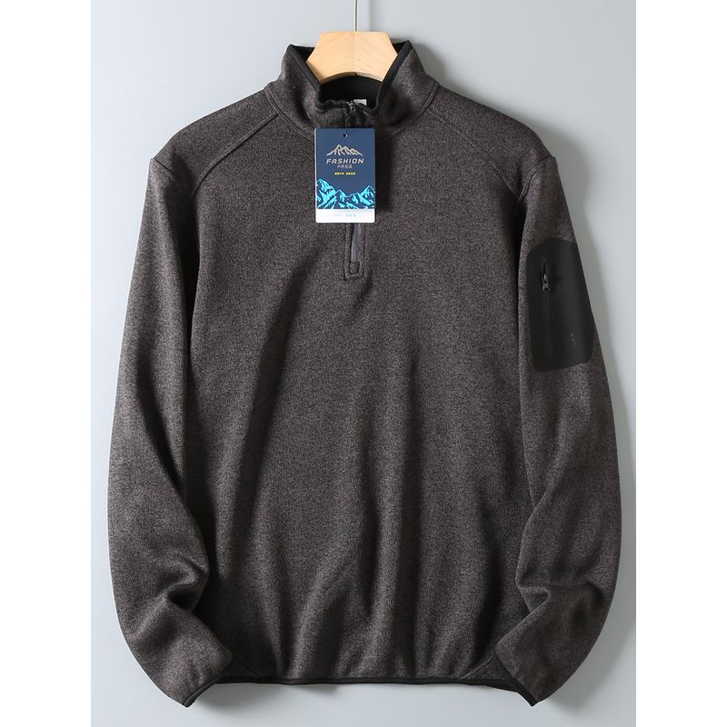 Original Foreign Trade Outdoor Lightweight Autumn and Winter Men's New Fleece Sweatshirt Sports Casual Half-Zip Stand Collar Top