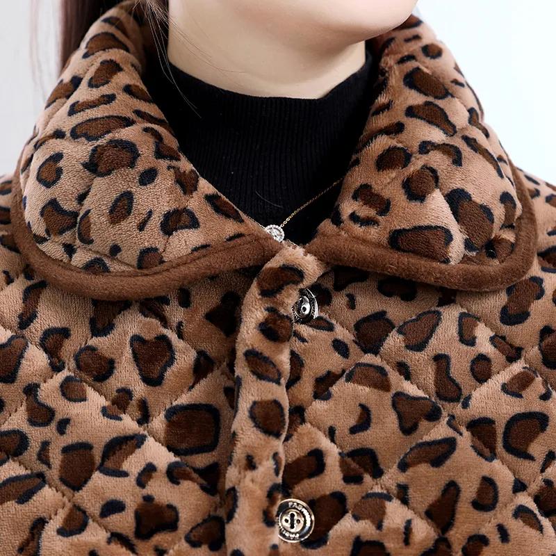 Padded Jacket, Coat, Fashion Home Jacket, Women's Coat, Plus Velvet Thickened Overalls, Leopard-print Padded Coat, Cotton Trousers Suit