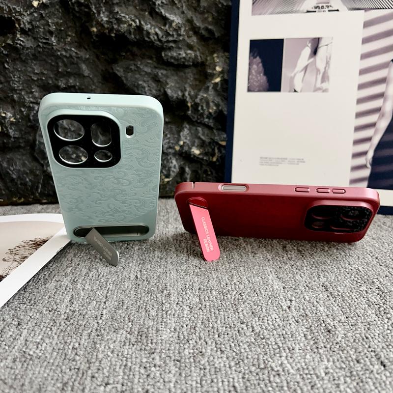 For Oppo Find X9 X8 Pro Ultra Embossed Dragon Pattern Leather Invisible Metal Kickstand Anti-Fingerprint Comfortable Grip Cover