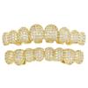 Exaggerated Eight-Tooth Gold Grillz with Copper Zirconia - Trendy European and American Hip Hop Accessory